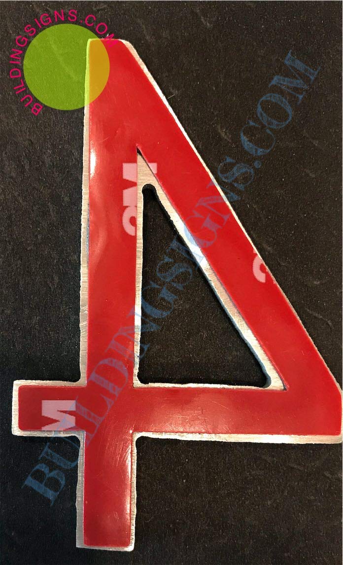 Elegant Aluminum Number 4 Door Sign - Brush Silver Finish, Rust-Free with Double-Sided Tape (2.75 Inch) - Perfect for Home, Office & Apartment Door Decor
