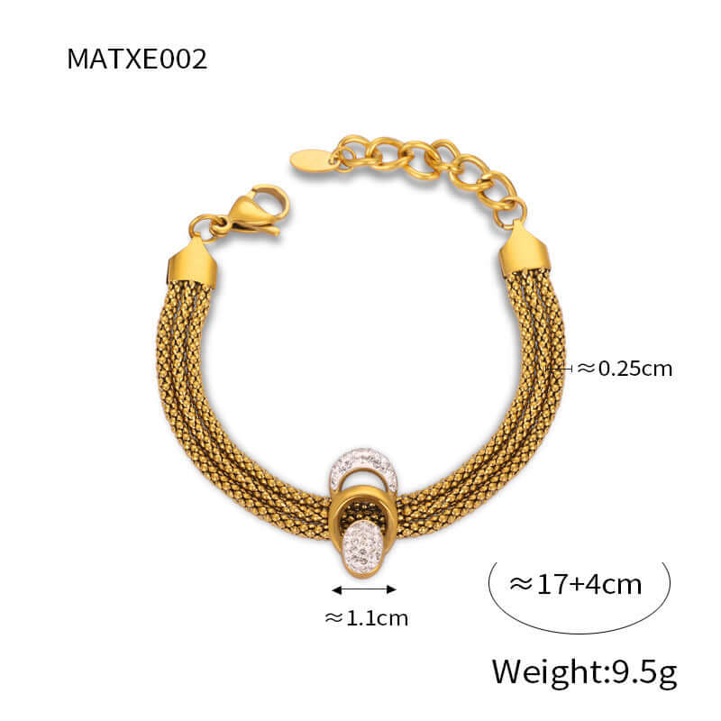 18K Gold & Silver Mesh Waterfall Tassel Necklace Bracelet Set for Women - Elegant Layered Jewelry for Party, Wedding & Evening Wear | MAT002