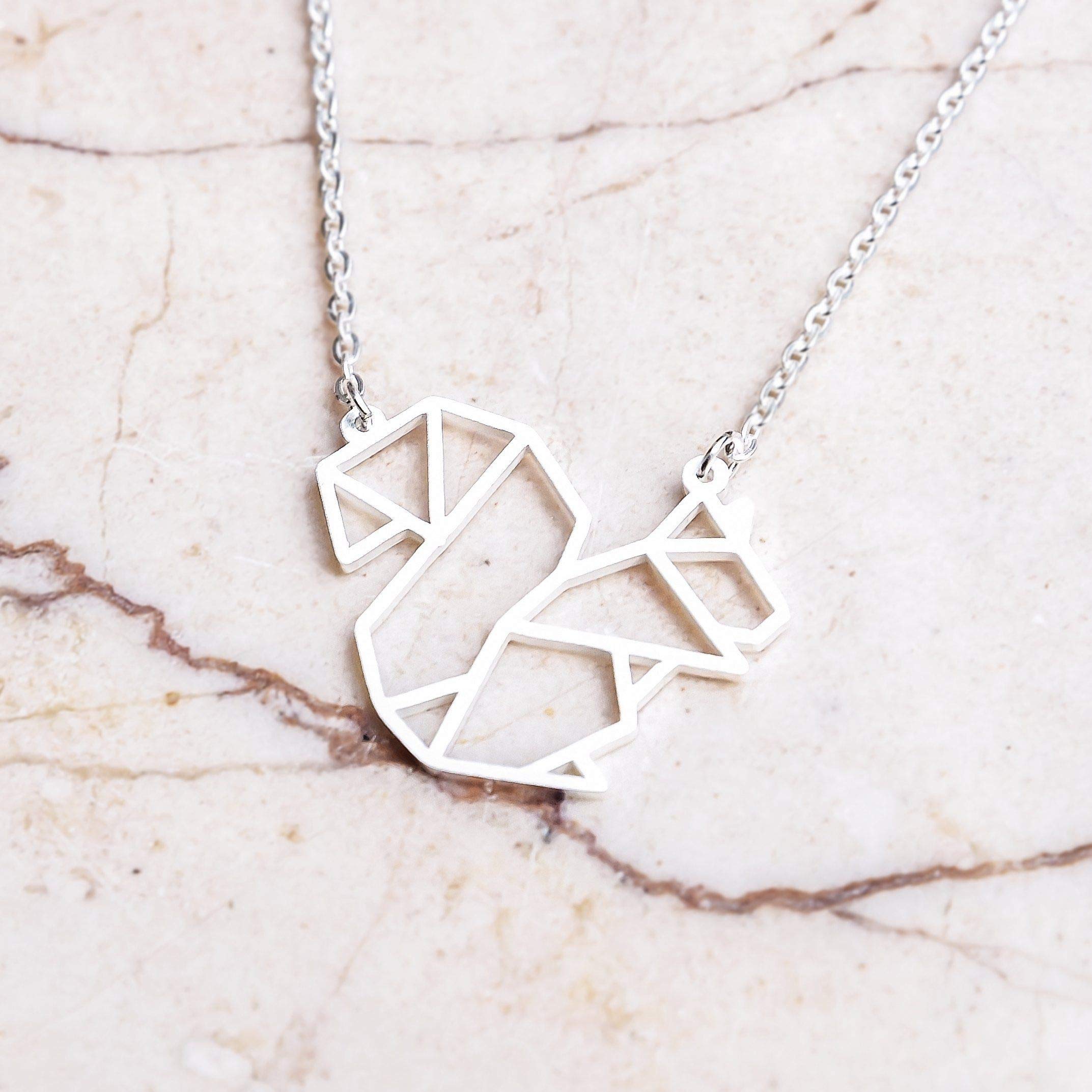 925 Sterling Silver Squirrel Origami Jewelry & Geometric Pendant Necklace for Women - Elegant Animal Jewelry Gift for Her - Perfect for Casual Wear, Date Nights & Special Occasions