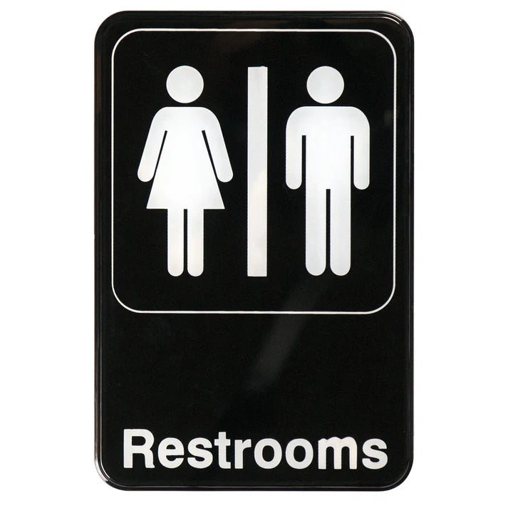 Winco Restroom Sign - 6 x 9 Inches - ADA Compliant Bathroom Sign for Commercial & Public Spaces - Perfect for Offices, Restaurants, and Retail Stores
