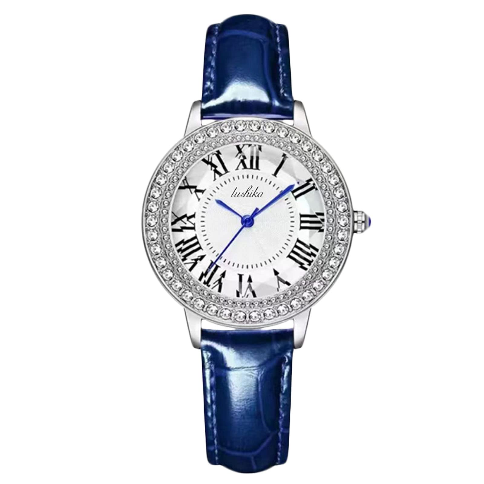 RORIOS Women's Analog Quartz Watch with Genuine Leather Strap - Waterproof Diamond Wristwatch with Starry Sky Dial - Perfect for Office, Party & Everyday Wear