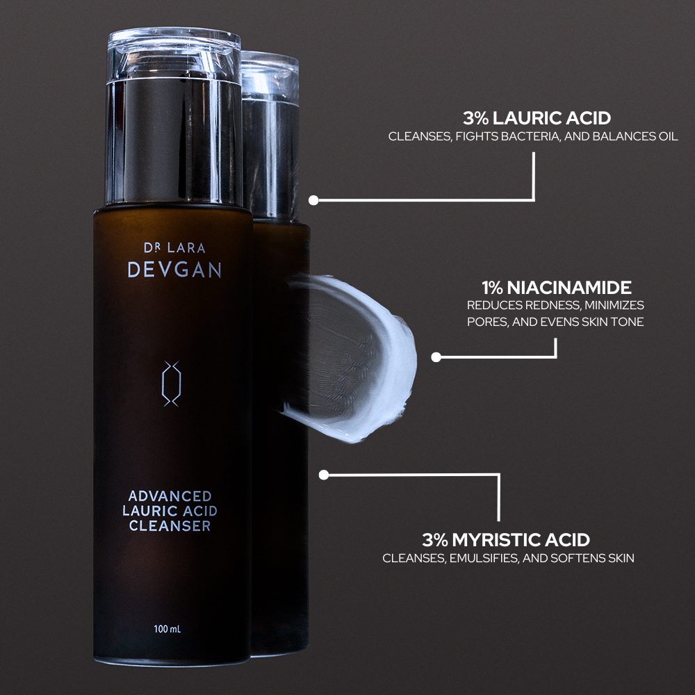 Dr. Devgan Advanced Lauric Acid Facial Cleanser - Gentle Foaming Face Wash for Acne-Prone & Sensitive Skin | Perfect for Morning & Night Skincare Routine