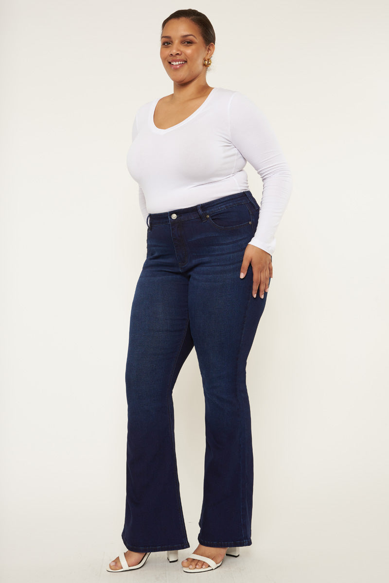 Darcy Mid Rise Flare Jeans for Women - Petite Plus Size Stretch Denim Pants | Comfortable & Stylish for Casual Wear, Office, and Date Nights