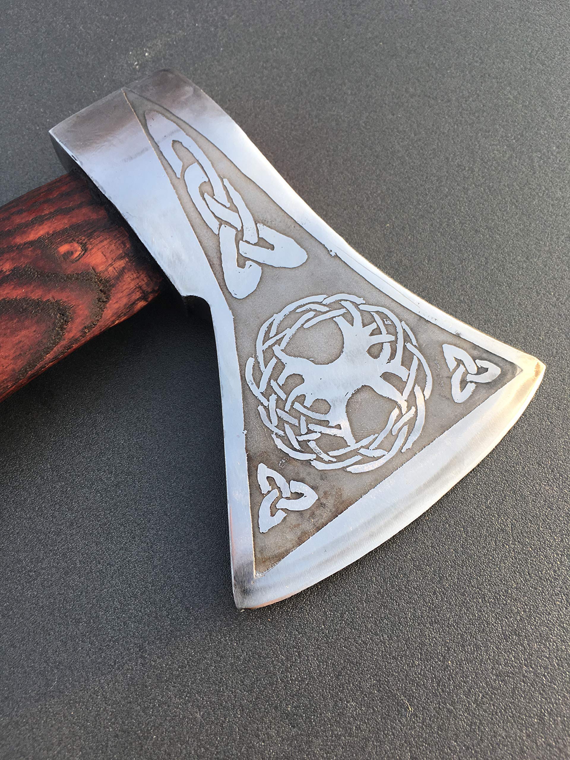 Viking Axe with Tree of Life Design - Handcrafted Celtic Hatchet & Tomahawk - Perfect Handyman Tool, Groomsmen Gift & Men's Jewelry - Ideal for Outdoor Adventures, Camping & Home Decor