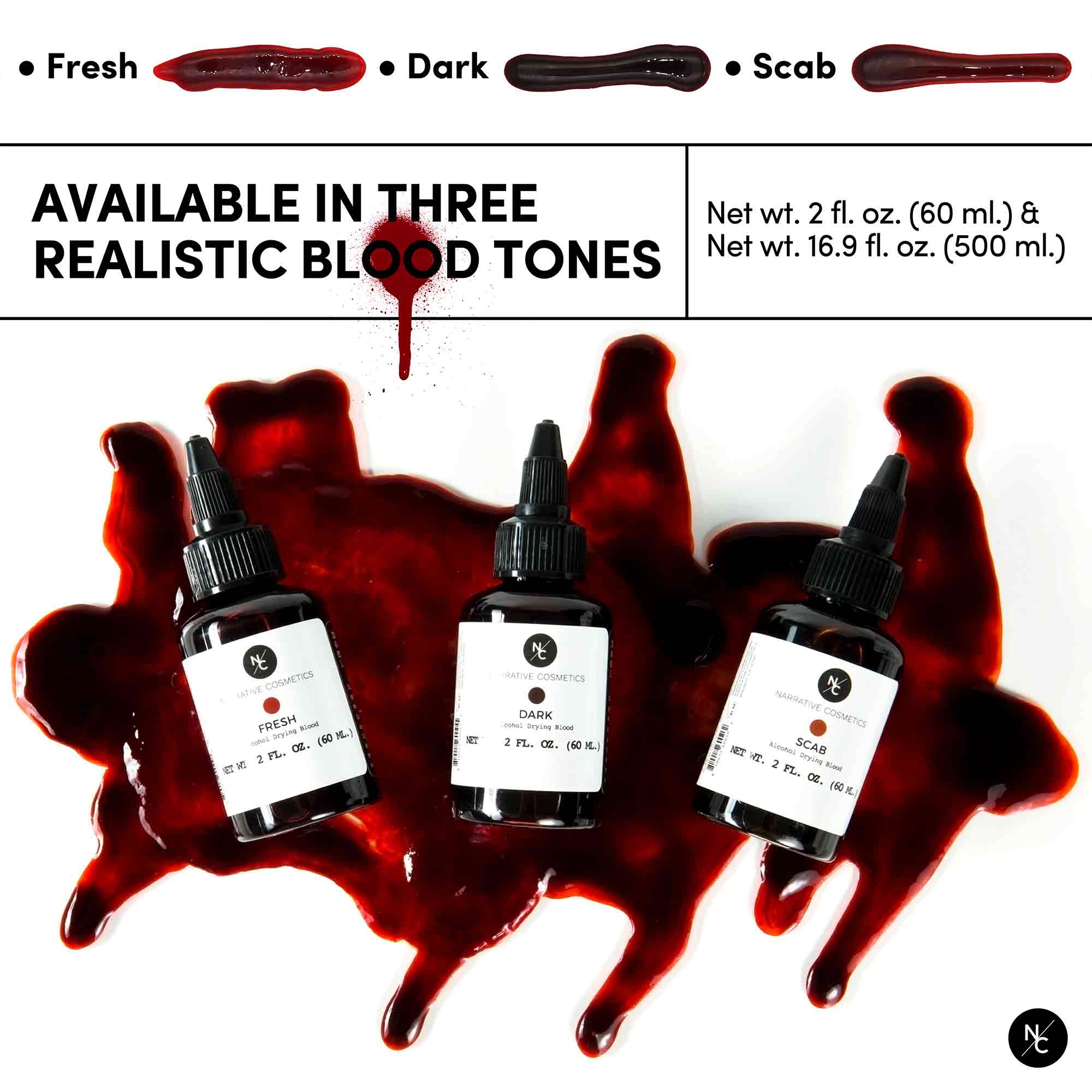 Ultra Realistic Alcohol Drying Blood - 16.9 fl.oz (500ml) Fake Blood for Halloween, Theater Makeup & Special Effects - Dries to Touch for Realistic Wounds & Scenes