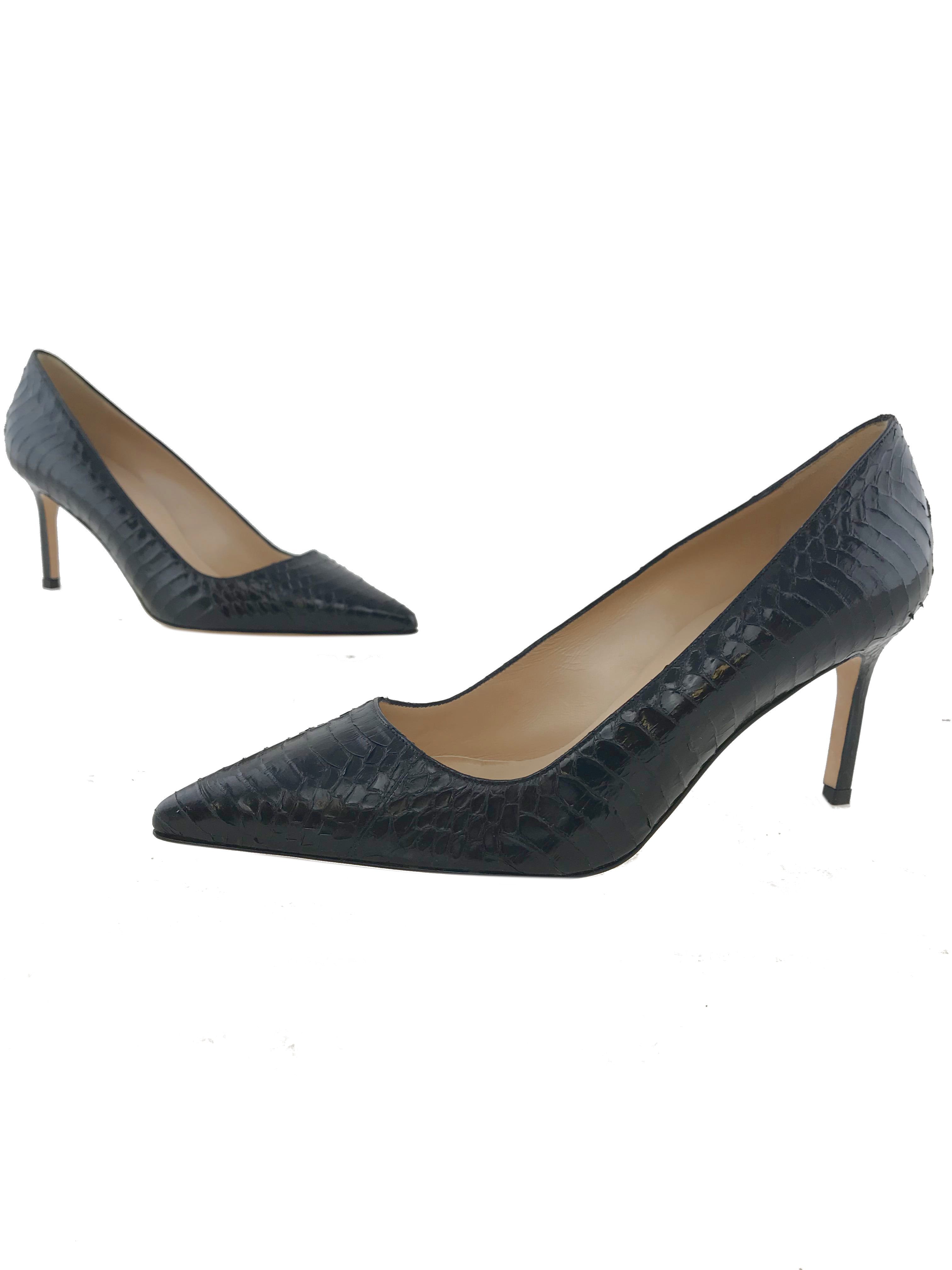 Manolo Blahnik BB Pumps Women's Size 7 - Genuine Snakeskin Heels for Weddings, Parties & Special Occasions