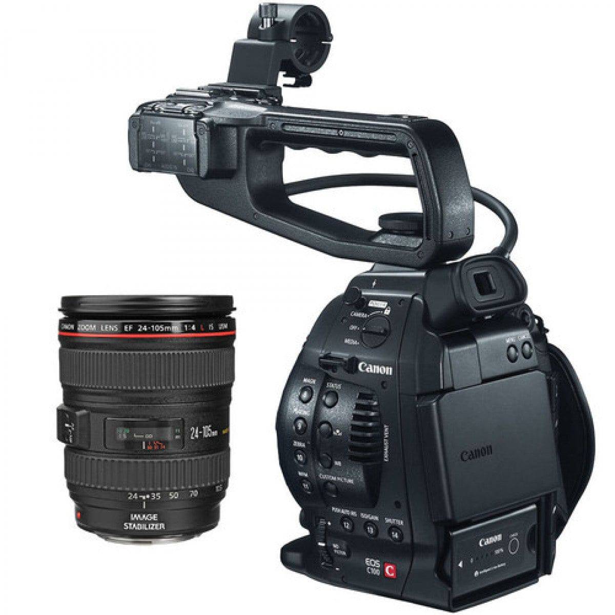 Canon EOS C100 Mark II Cinema Camera with EF 24-105mm f/4L Lens - Professional 4K Video Recording for Filmmaking & Documentary Production (USA Version)