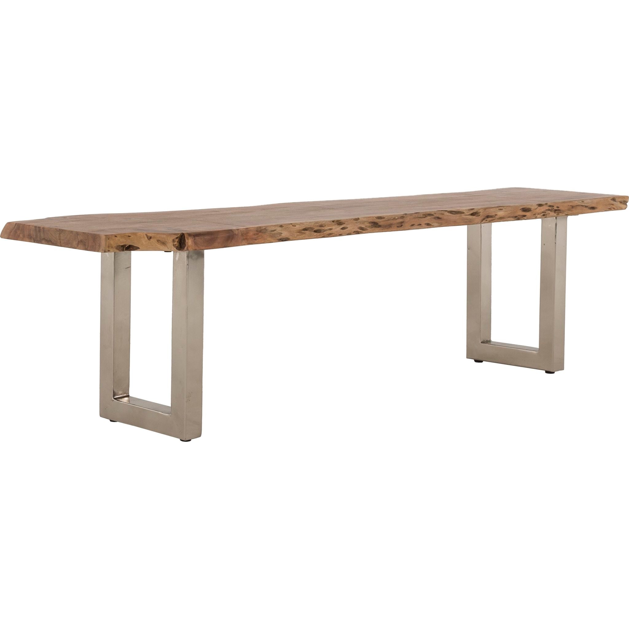 Brien Dining Bench - Brown/Silver Wooden Kitchen Bench with Metal Legs - Perfect for Dining Room, Kitchen Island, or Breakfast Nook (1568556K)