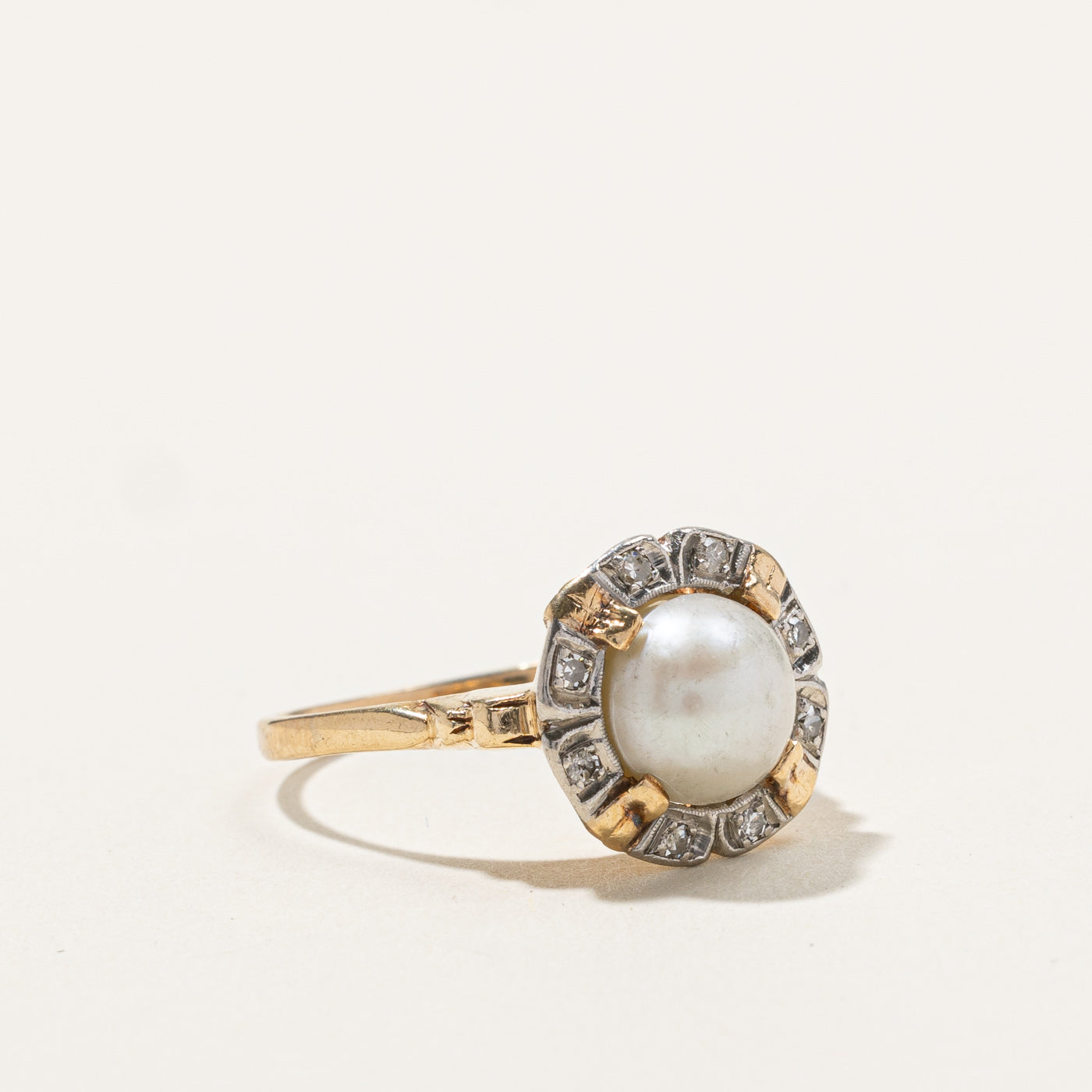 Elegant Pearl & Diamond Cocktail Ring | 0.12ctw | Size 8 | Perfect for Evening Parties, Weddings & Special Occasions