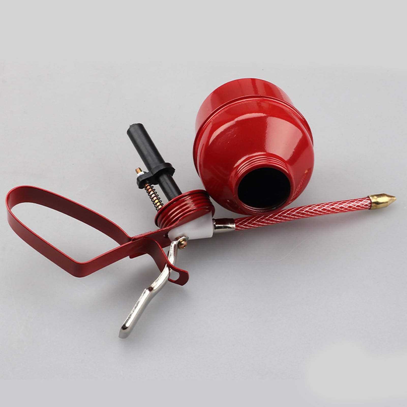 400ml Metal Oil Can Pump - Manual Oil Dispenser with Hose for Automotive, Machinery & Vehicle Maintenance - Perfect for Lubricating Engines, Gears & Tools