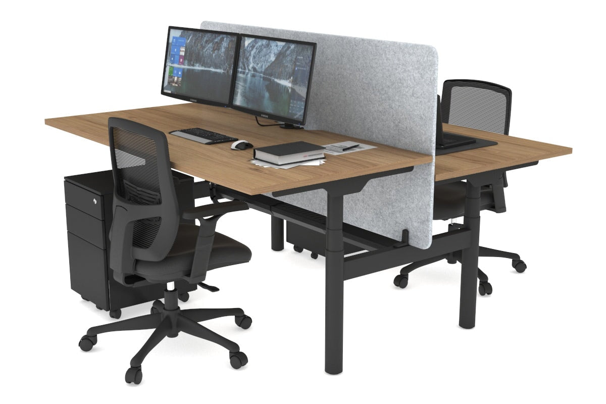 Flexi Premium Height Adjustable 2 Person H Bench Workstation - Black Frame [1600L x 800W with Cable Management] - Ideal for Office, Home Workspace & Collaborative Work Environments