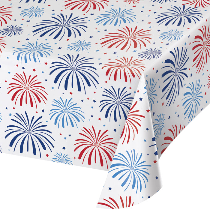 12-Pack Patriotic Plastic Table Covers - Red White & Blue Disposable Tablecloths for 4th of July, Memorial Day, Labor Day BBQs & Parties (54
