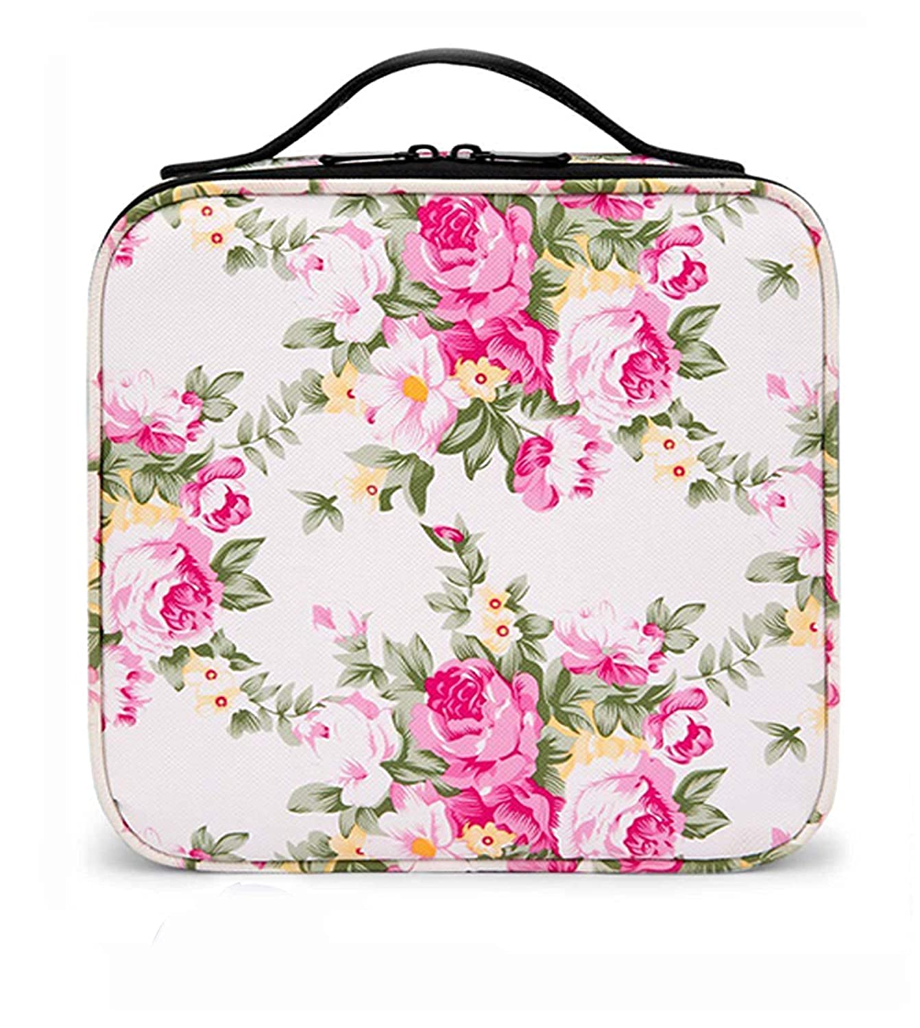 Doliva Professional Nylon Cosmetic Makeup Organizer Bag - Waterproof Travel Toiletry Case with Adjustable Compartments & PVC Zipper | Perfect for Makeup Storage, Travel Essentials, and Vanity Organization
