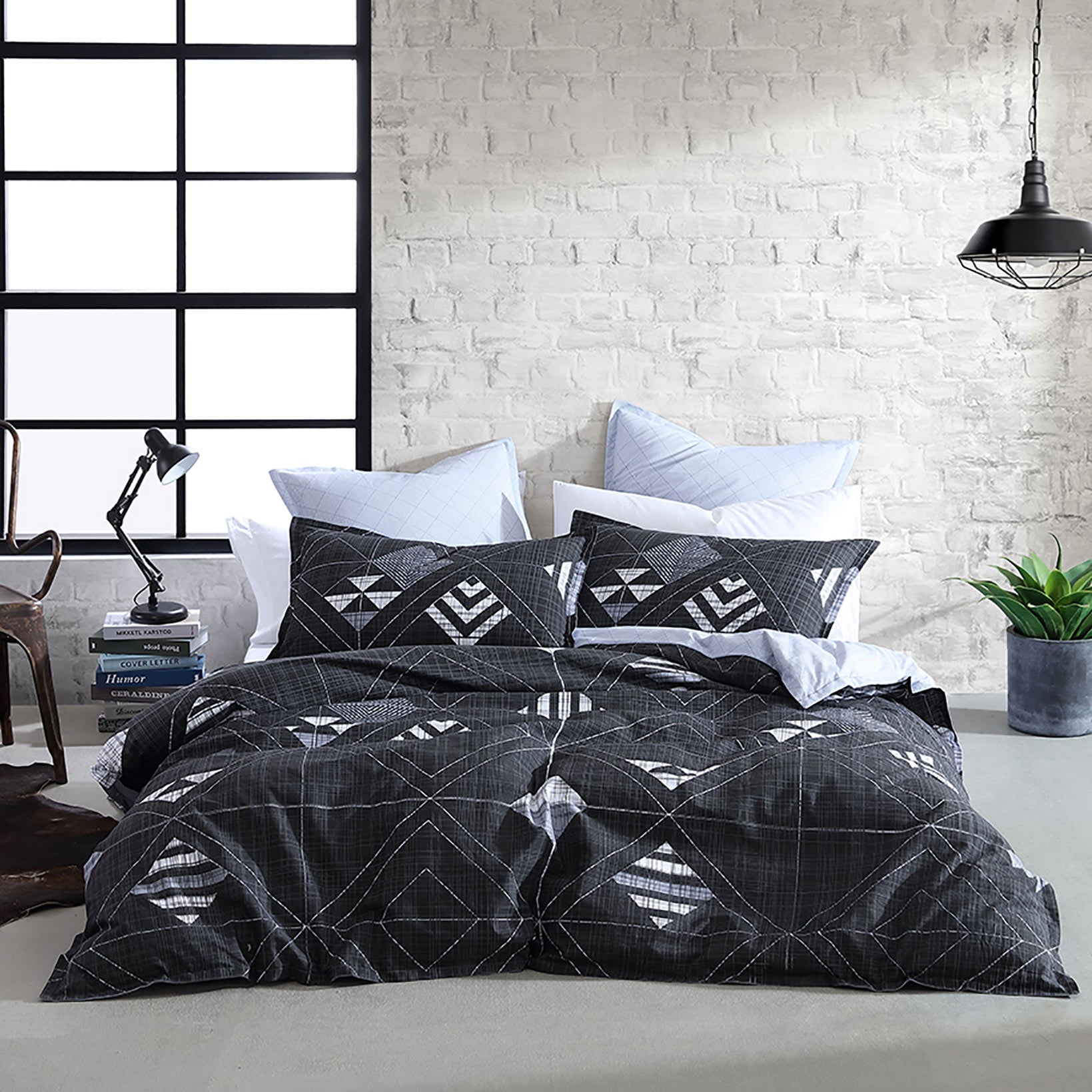 Premium Gibson Black European Pillowcase Set - Luxury 100% Cotton Bedding by Logan & Mason - Perfect for Master Bedroom, Guest Room & Hotel Decor