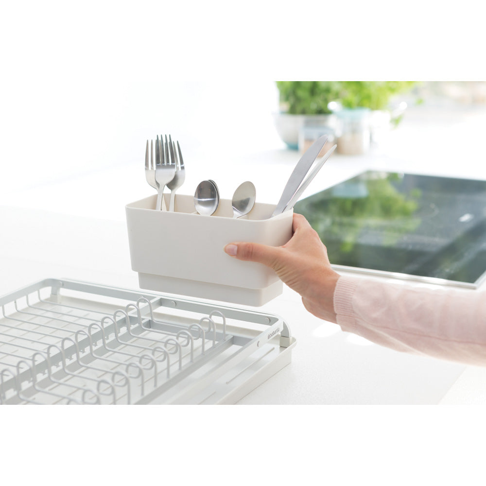 Stainless Steel Dish Drying Rack for Kitchen Countertop - Light Grey Space Saving Dish Drainer for Plates, Cups & Utensils - Perfect for Small Kitchens & Apartments