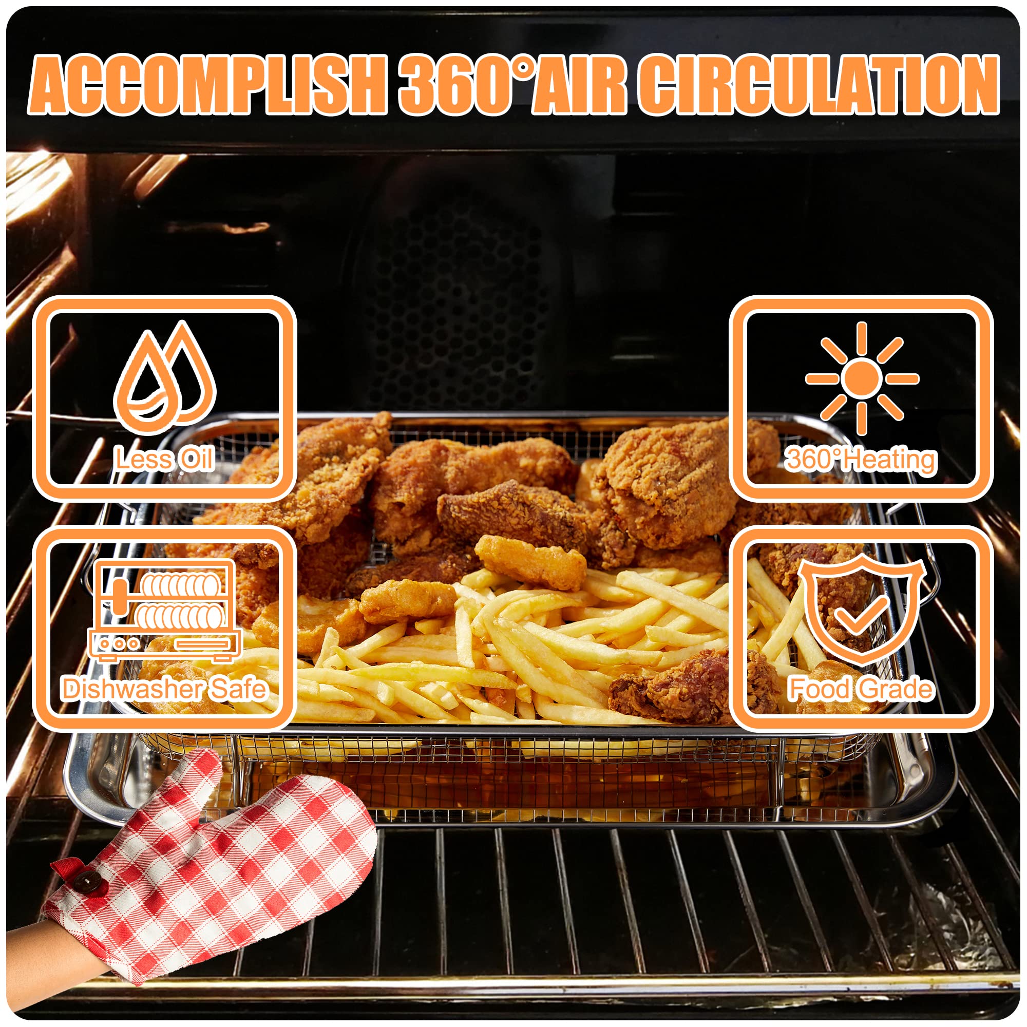 Eyourlife Stainless Steel Air Fryer Basket & Tray - 11.6