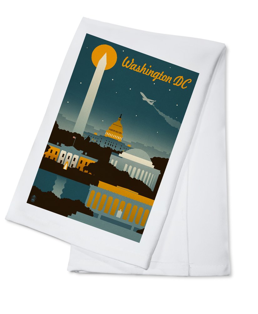 Washington DC Retro Skyline Tea Towel - 100% Cotton Decorative Hand Towel for Kitchen & Home - Perfect for Dish Drying, Gift Giving & Vintage Home Decor