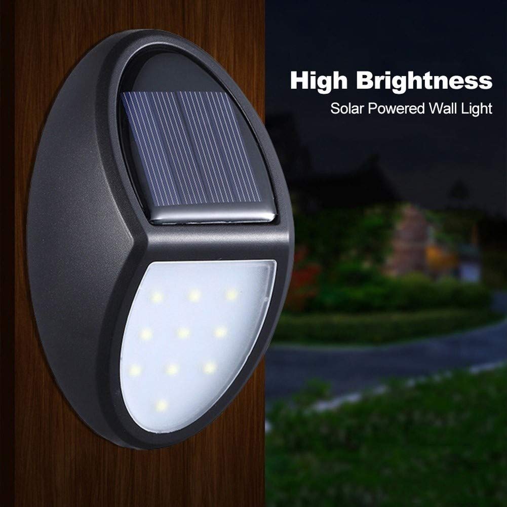 10 LED Solar Powered Wall Light - IP65 Waterproof Outdoor Lighting for Yard, Garden, Courtyard | Energy Efficient Landscape Lighting for Pathways, Patios & Backyards