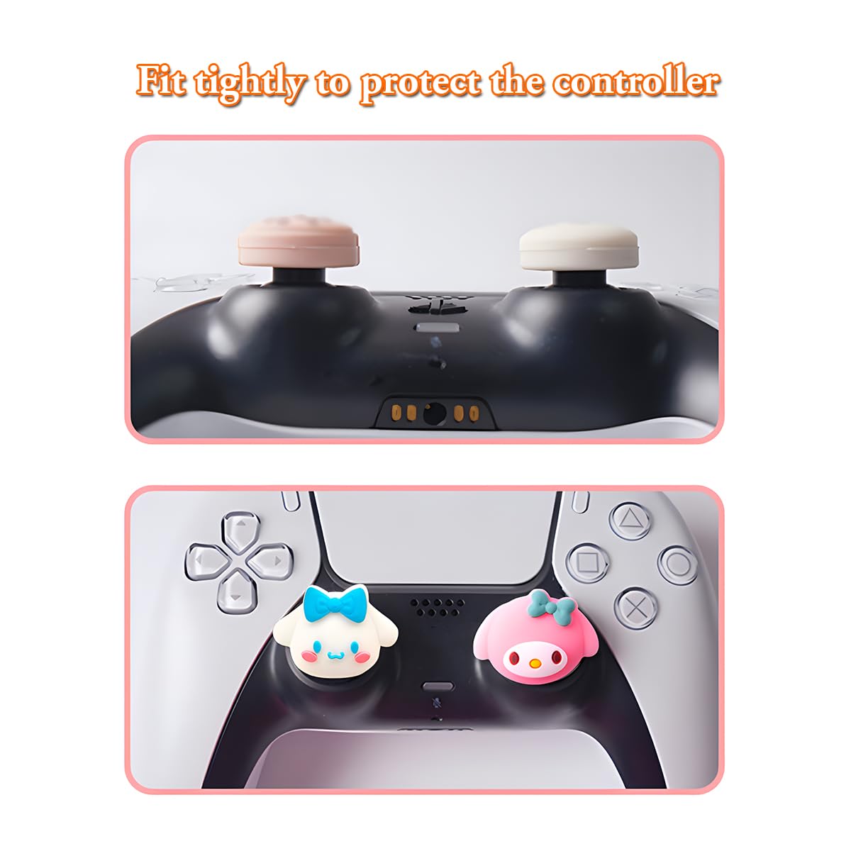 PERFECTSIGHT 4PCS Soft Rubber 3D Thumb Grip Caps for PlayStation 5/4, Xbox Series X/S, Xbox One, Switch PRO Controller & Steam Deck - Rabbit, Kitty, Dog Design Joystick Cover Set - Improve Gaming Comfort & Grip for Long Play Sessions