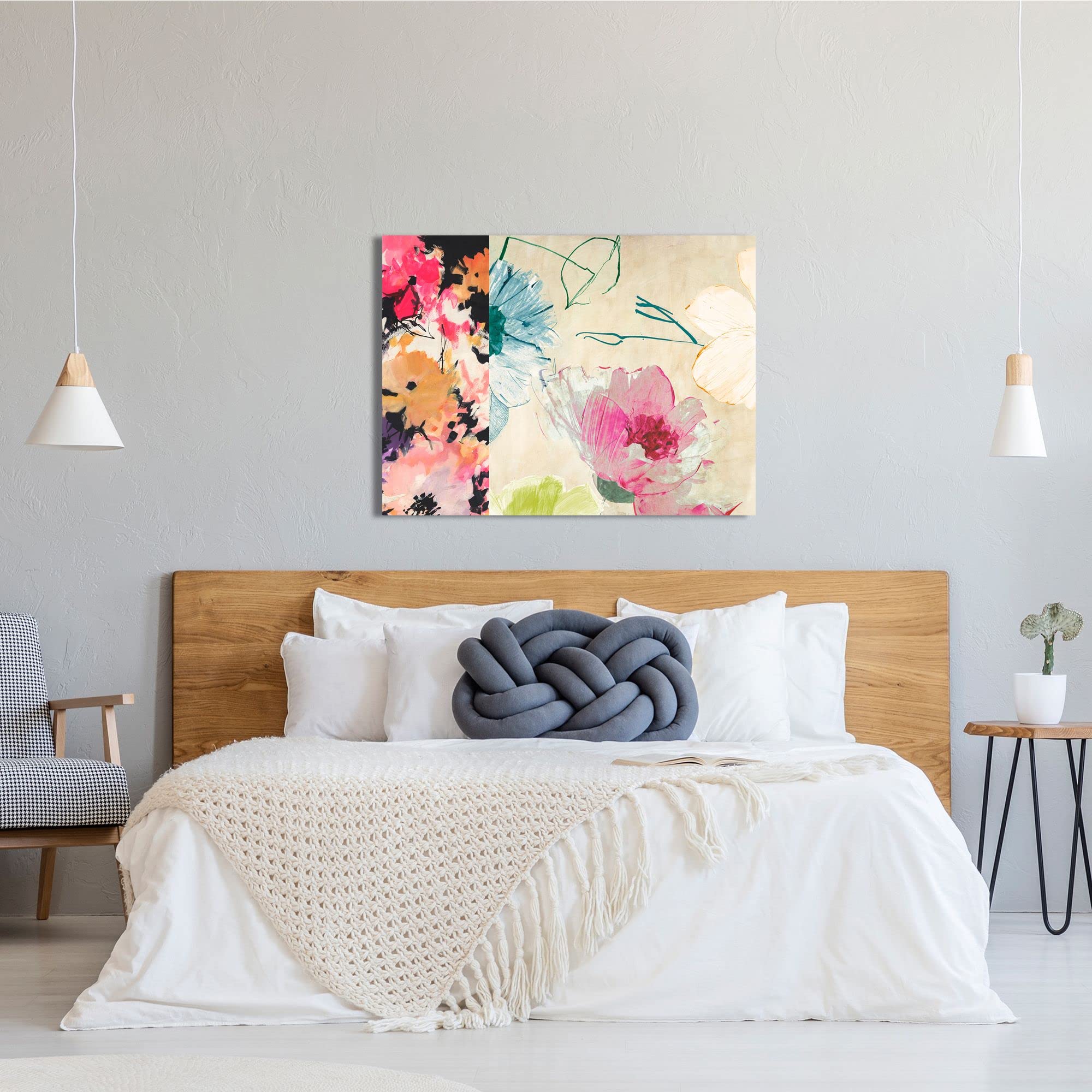 Kelly Parr Happy Floral Composition I - 120x90cm Abstract Floral Canvas Art Print - Modern Home Decor for Living Room, Bedroom & Office
