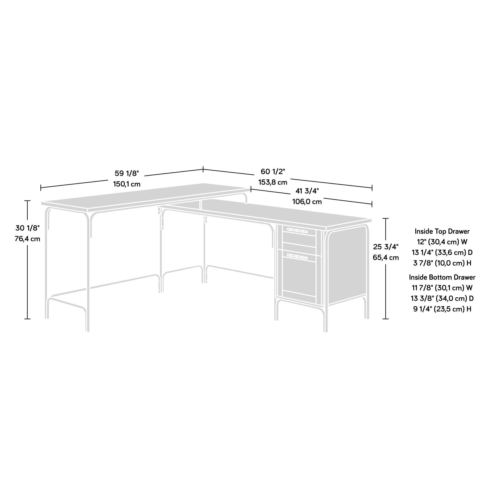 Sauder Coral Cape L-Shaped Corner Desk with Spacious Desktop & File Drawer - Sindoori Mango Finish for Home Office & Small Workspace