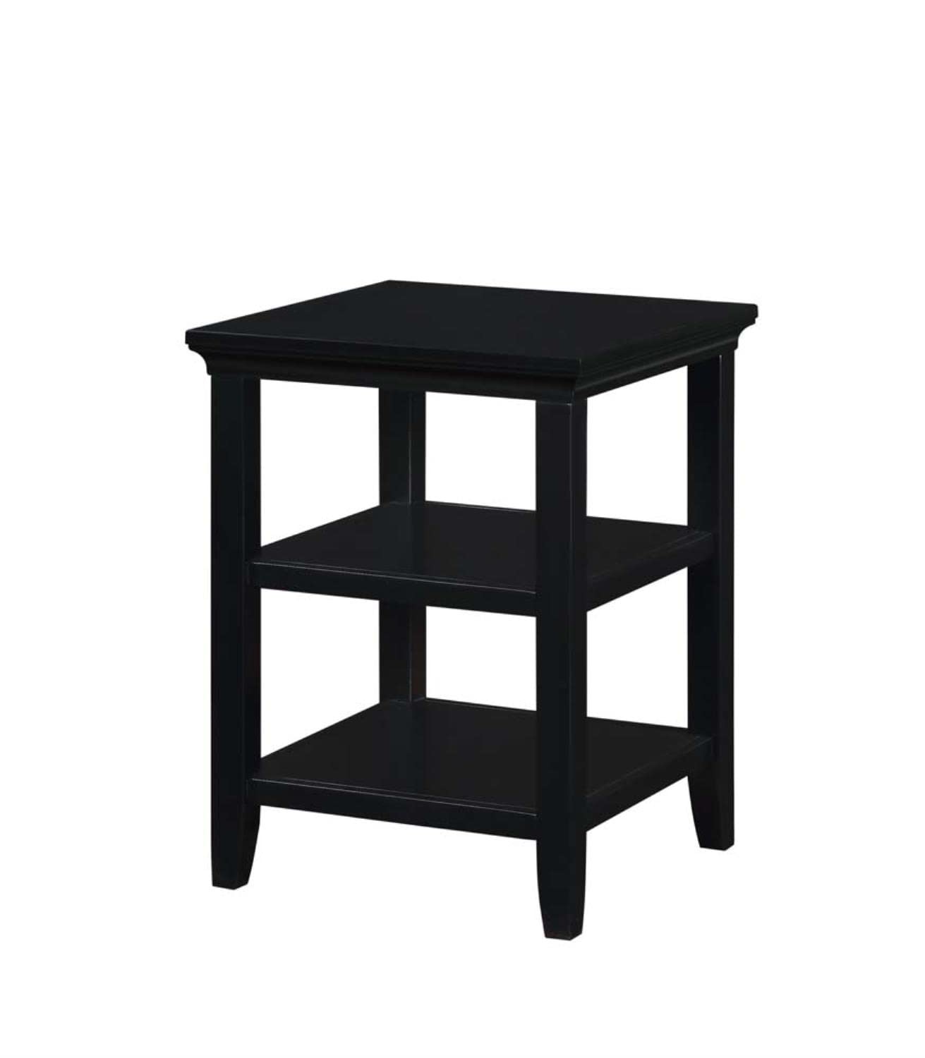 Convenience Concepts Tribeca 18-Inch End Table - Modern Side Table with Storage Shelves for Living Room, Bedroom & Family Room | Black Accent Table for Home Decor | Perfect as Nightstand, Sofa Table or Coffee Table Companion