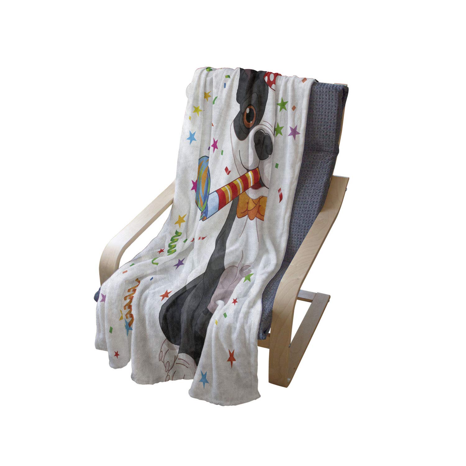Ambesonne Boston Terrier Dog Birthday Throw Blanket - 70