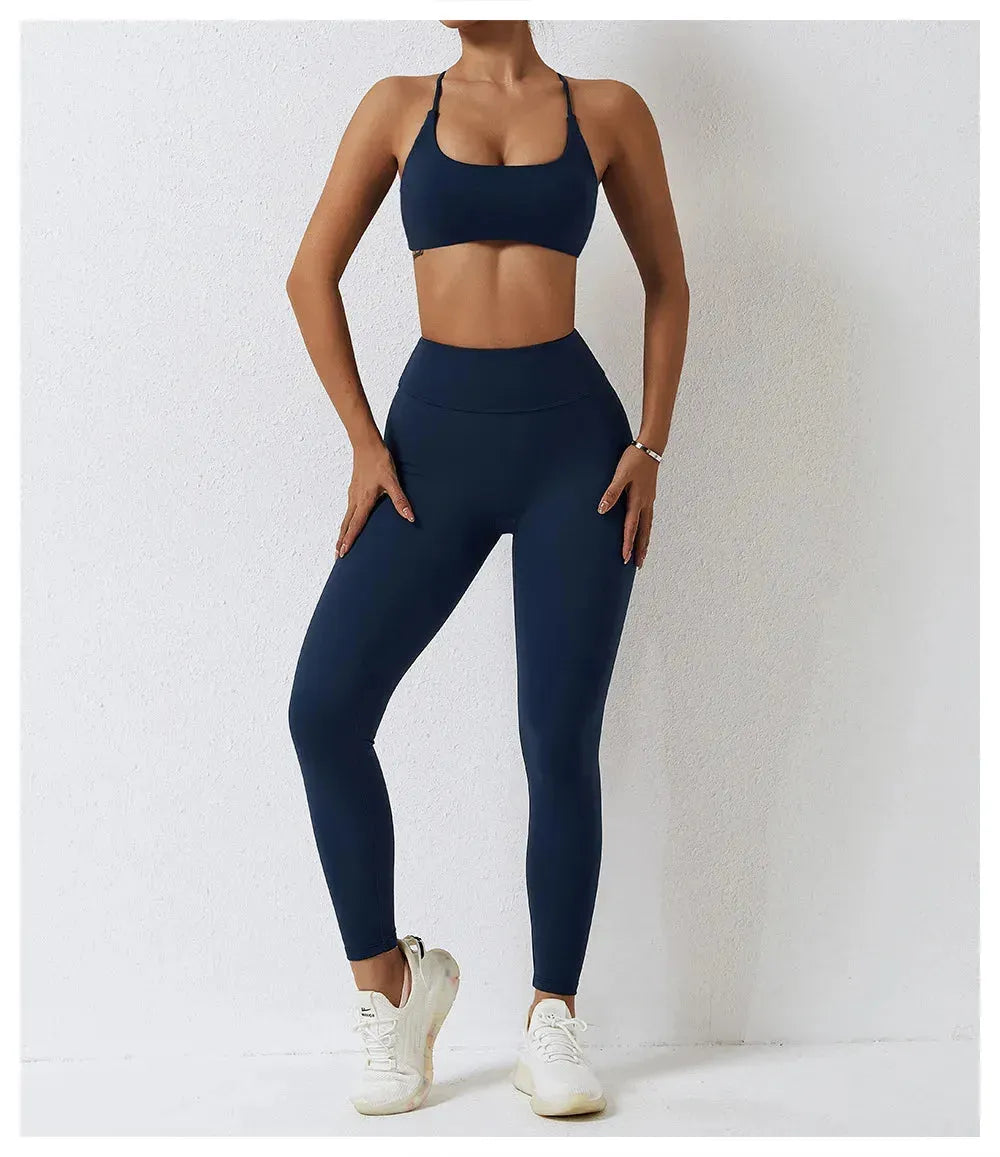 Seamless Yoga Set for Women - 2-Piece High Waist Leggings & Sports Bra Workout Outfit | Gym, Fitness, Yoga & Running Activewear