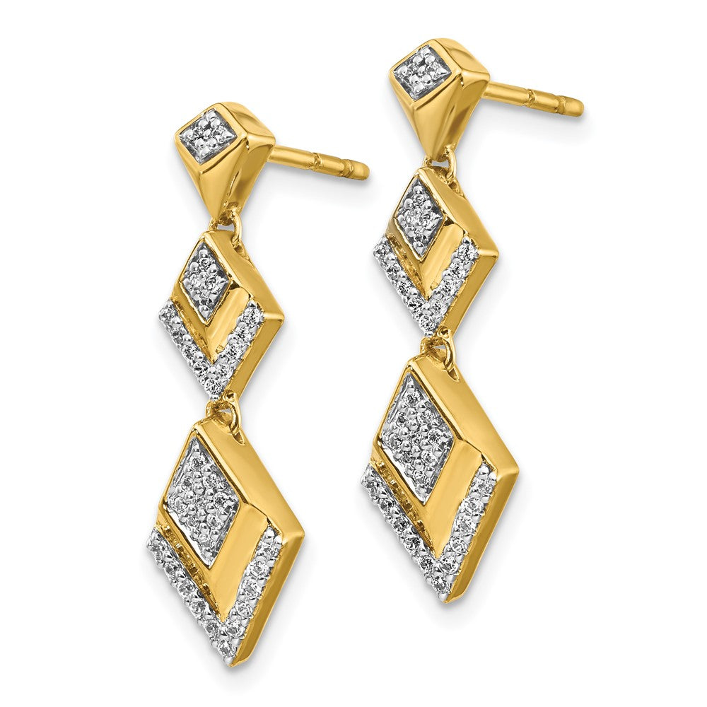 Luxury 14K Gold Diamond Dangle Earrings for Women - Elegant Fancy Post Drop Earrings EM3905 025 YA - Perfect for Parties, Weddings & Special Occasions