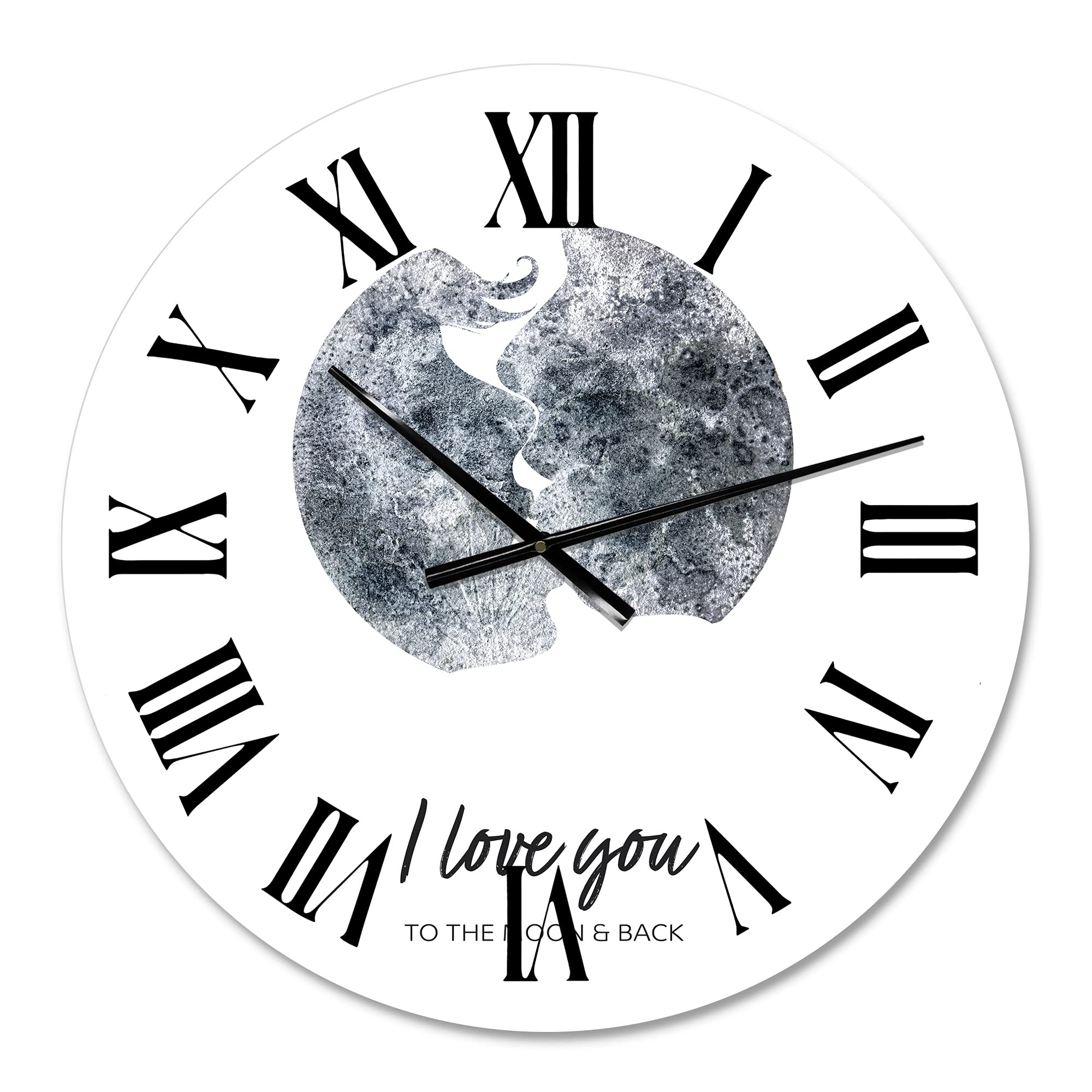 Romantic Moon Kiss Wall Clock - Large Astrology Decor for Office, Living Room & Bedroom - Modern Silent Non-Ticking Home Decor Gift Idea
