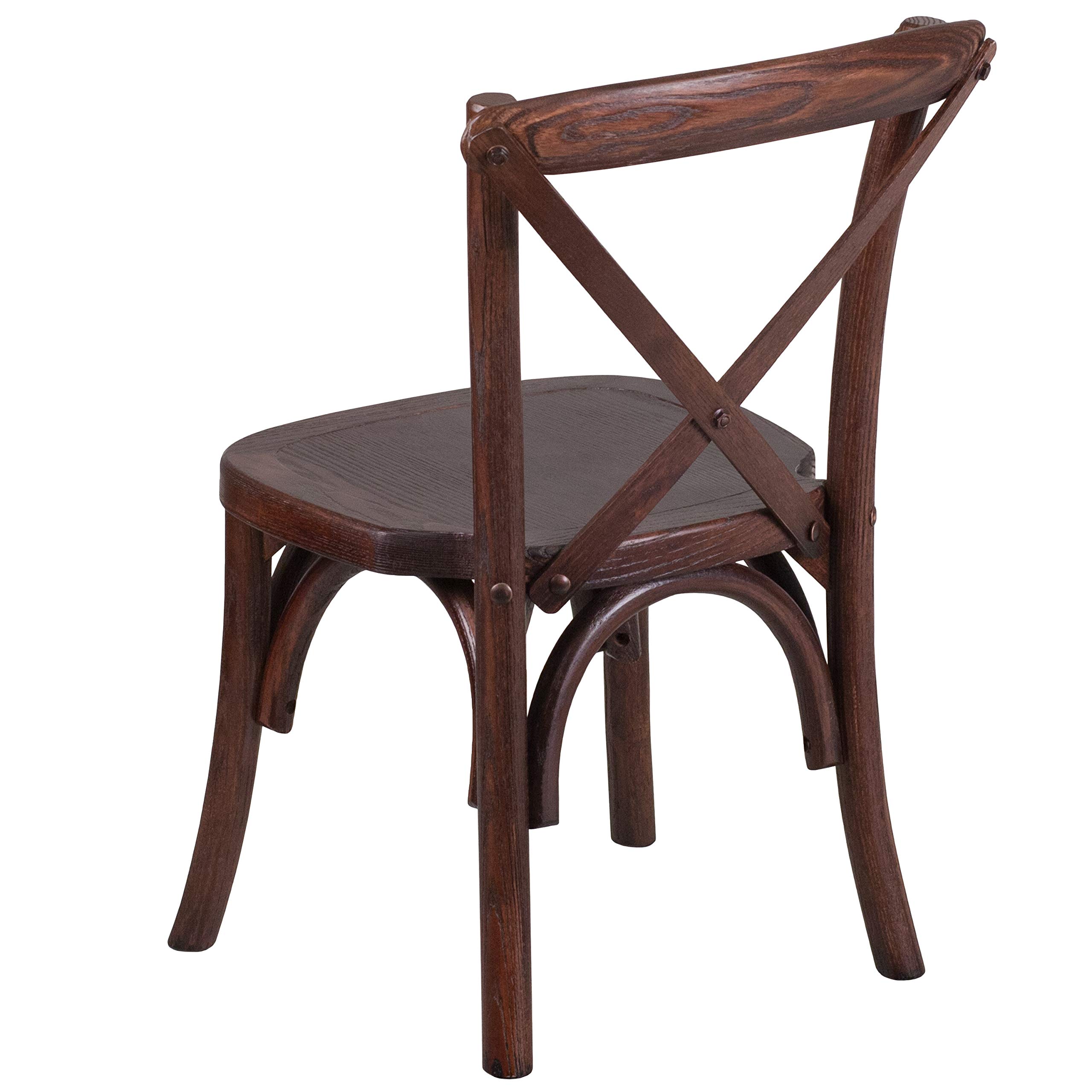 2 Pack Stackable Kids Mahogany Wood Cross Back Chairs - Sturdy & Safe Dining Chairs for Children - Perfect for Home, School, and Restaurant Use