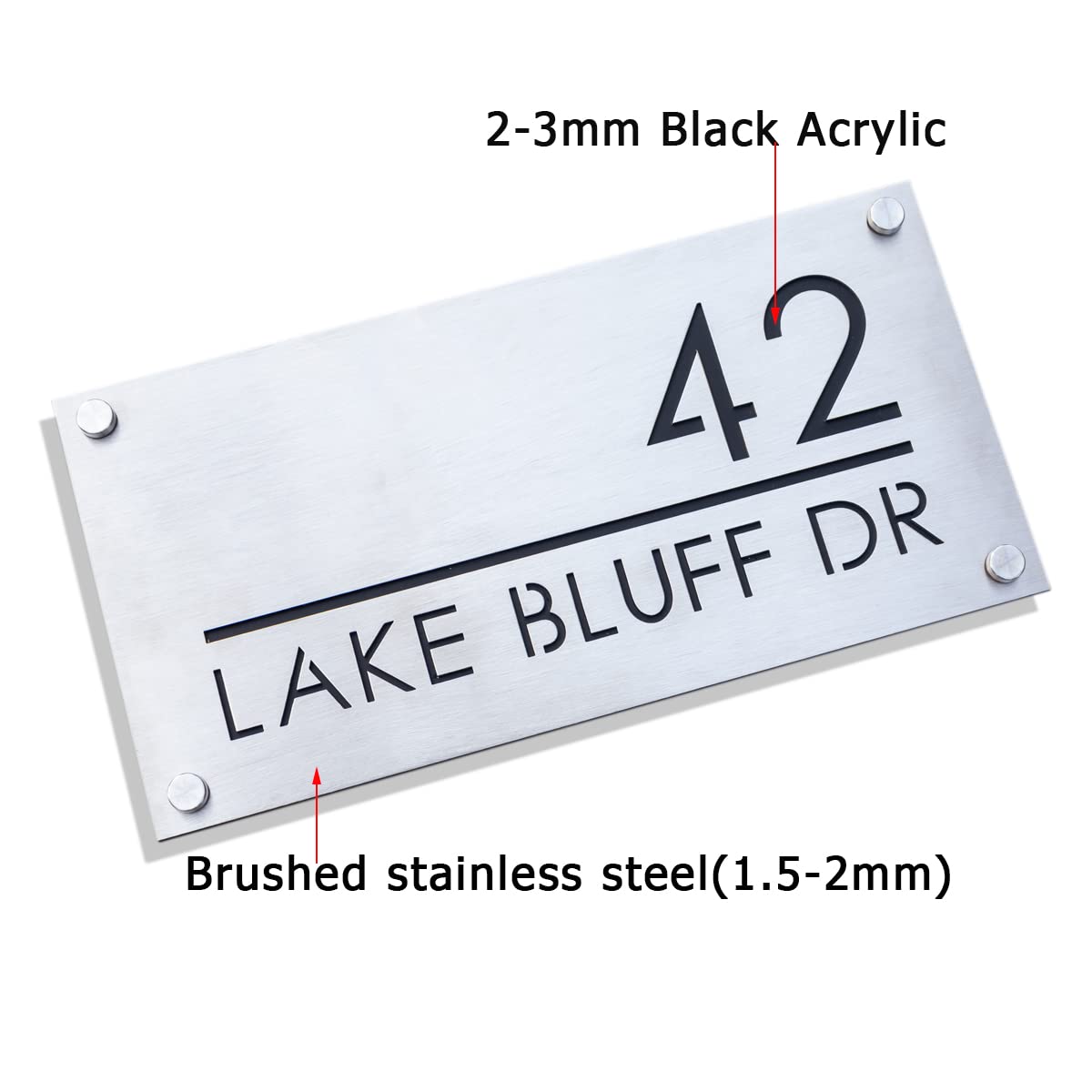 Custom 304 Stainless Steel Modern House Numbers - Outdoor Address Plaque Sign for Home & Business (Weatherproof, Easy Installation) - Perfect for Front Door, Mailbox, Fence & Gate Display