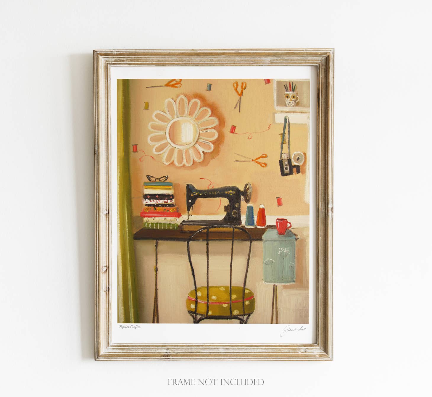Vintage Hipster Crafter Small Art Print - Handmade Wall Decor for Boho Home, Office & Gift Ideas