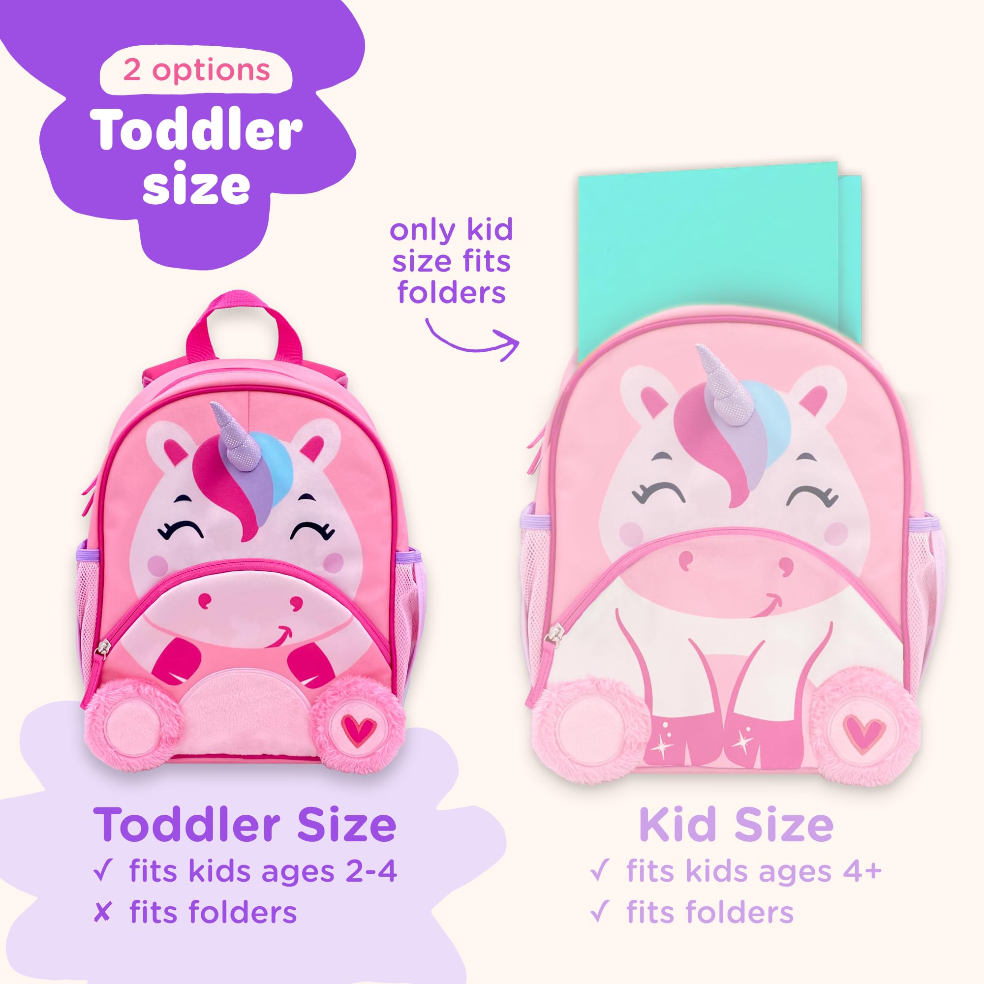 Move2Play Unicorn Toddler Backpack for Boys & Girls Ages 2-5 | Preschool & Kindergarten School Book Bag | Small Mini Size Kids Backpack for School, Travel & Daily Use