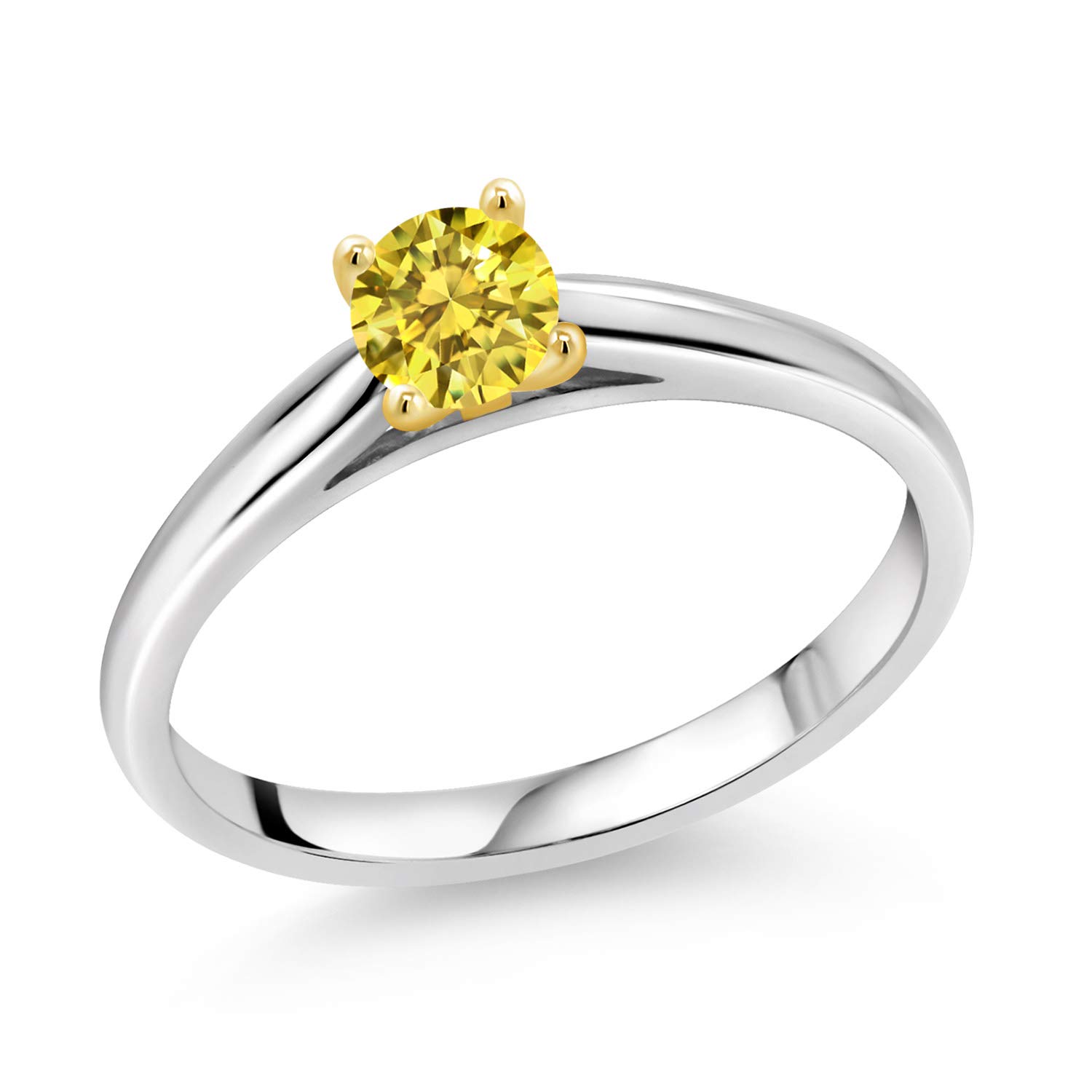 925 Silver & 10K Gold Solitaire Ring with 5mm Zirconia - Elegant Jewelry for Special Occasions