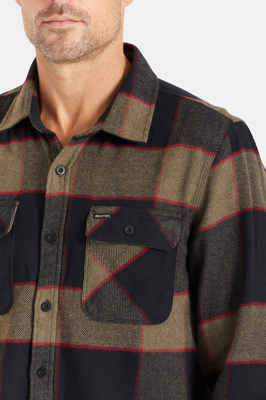 Bowery Long Sleeve Flannel Shirt - Heather Grey & Charcoal Plaid - Cozy Casual Wear for Fall & Winter Outdoors