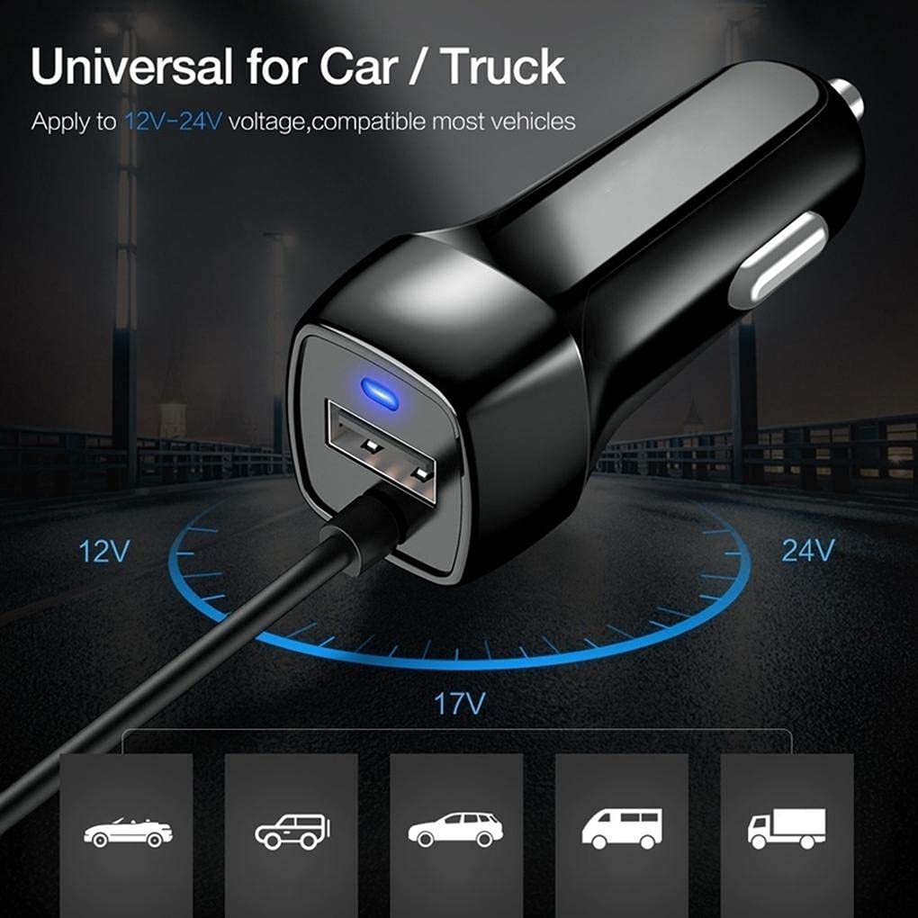 BoxWave Dual USB Car Charger for Motorola Razr (2019) - Fast Charging with Integrated Cable & Extra Port - Black | Perfect for Road Trips & Daily Commutes