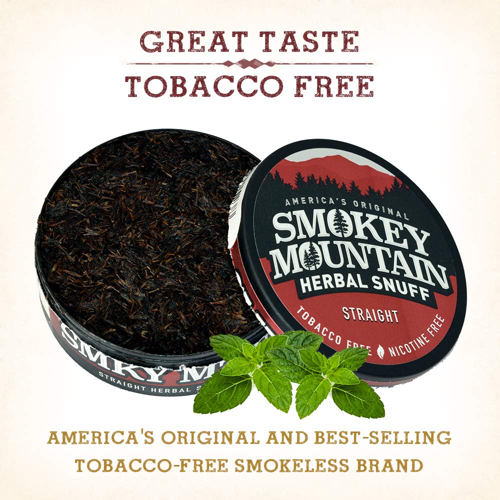 Smokey Mountain Herbal Long Cut Straight - Tobacco Free & Nicotine Free Snuff Alternative (1 Can) - Perfect for Quitting Smoking or Enjoying as a Herbal Dip