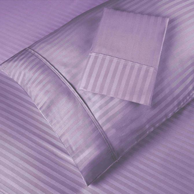 Premium Egyptian Cotton 300 Thread Count Pillowcase Set - 2 Piece Striped Bedding for Luxury Hotels & Home Decor | Soft Breathable Pillow Covers for Ultimate Comfort