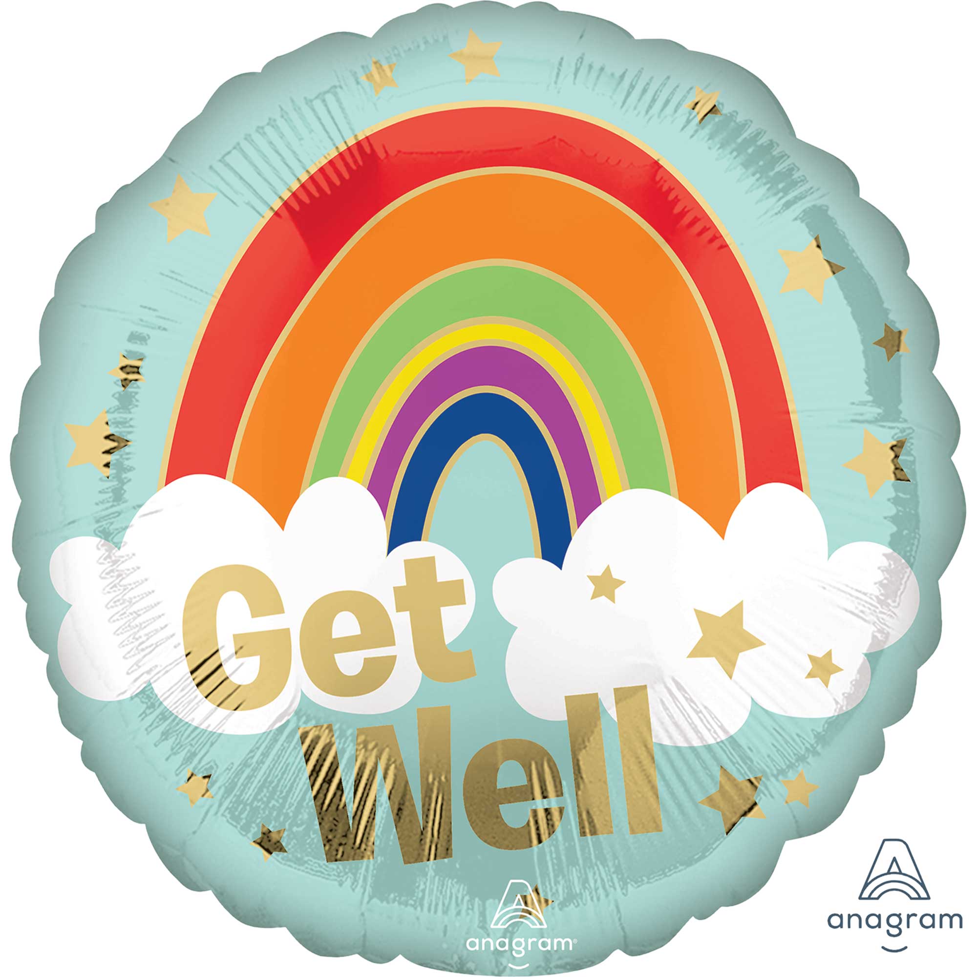 45cm Standard HX Get Well Golden Rainbow Balloon - Perfect for Hospital Visits, Birthday Wishes & Cheer Up Gifts
