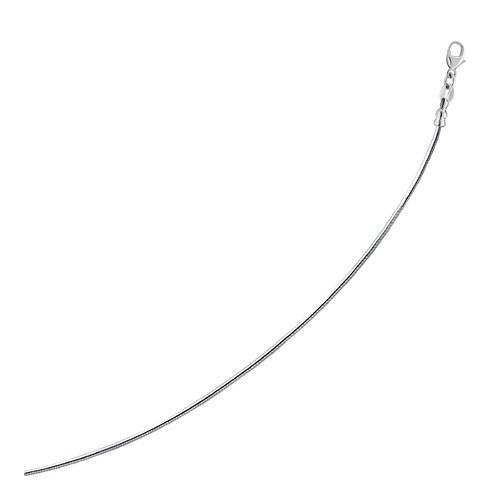 14K White Gold Thin Motif Round Omega Necklace - 18 Inch Elegant Chain for Women | Perfect for Weddings, Anniversaries & Special Occasions