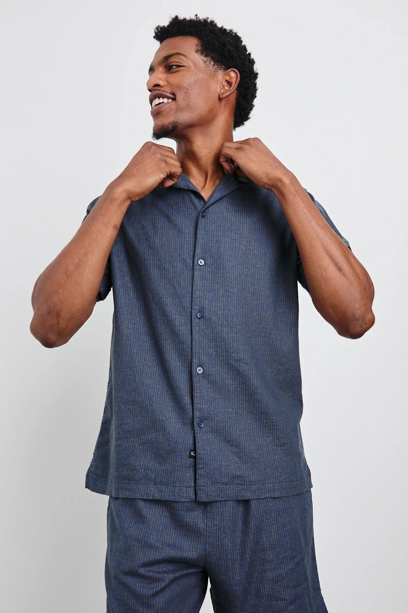 Premium Atlas Shirt for Men - Navy Cedar Vertical Stripe Casual Button Down Shirt | Office Wear, Date Night & Smart Casual Outfits