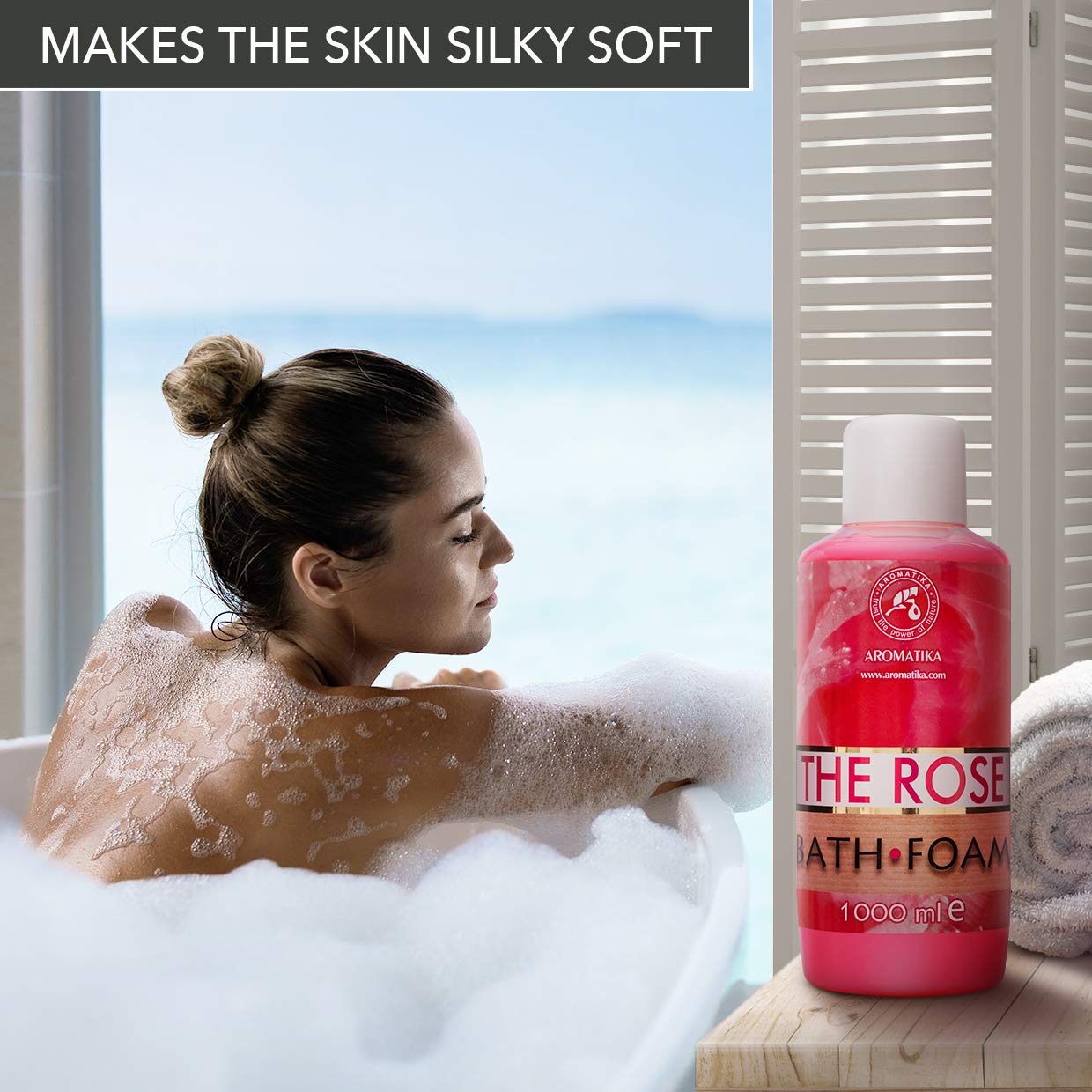 1000ml Rose Essential Oil Bath Foam for Relaxation & Beauty | Aromatherapy Bubble Bath for Spa, Good Sleep & Wellness | Perfect for Home Spa Nights & Stress Relief