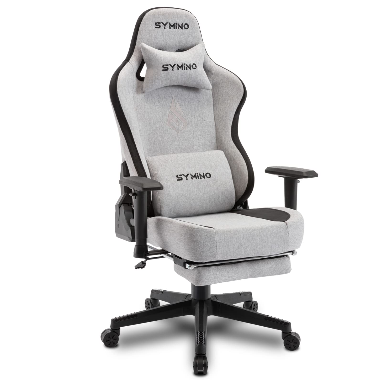 Symino Ergonomic Gaming Chair - Breathable Fabric Office Chair with Adjustable Armrests & Footrest, Racing Style Computer Chair for Home & Work - Perfect for Gaming, Working, and Relaxing