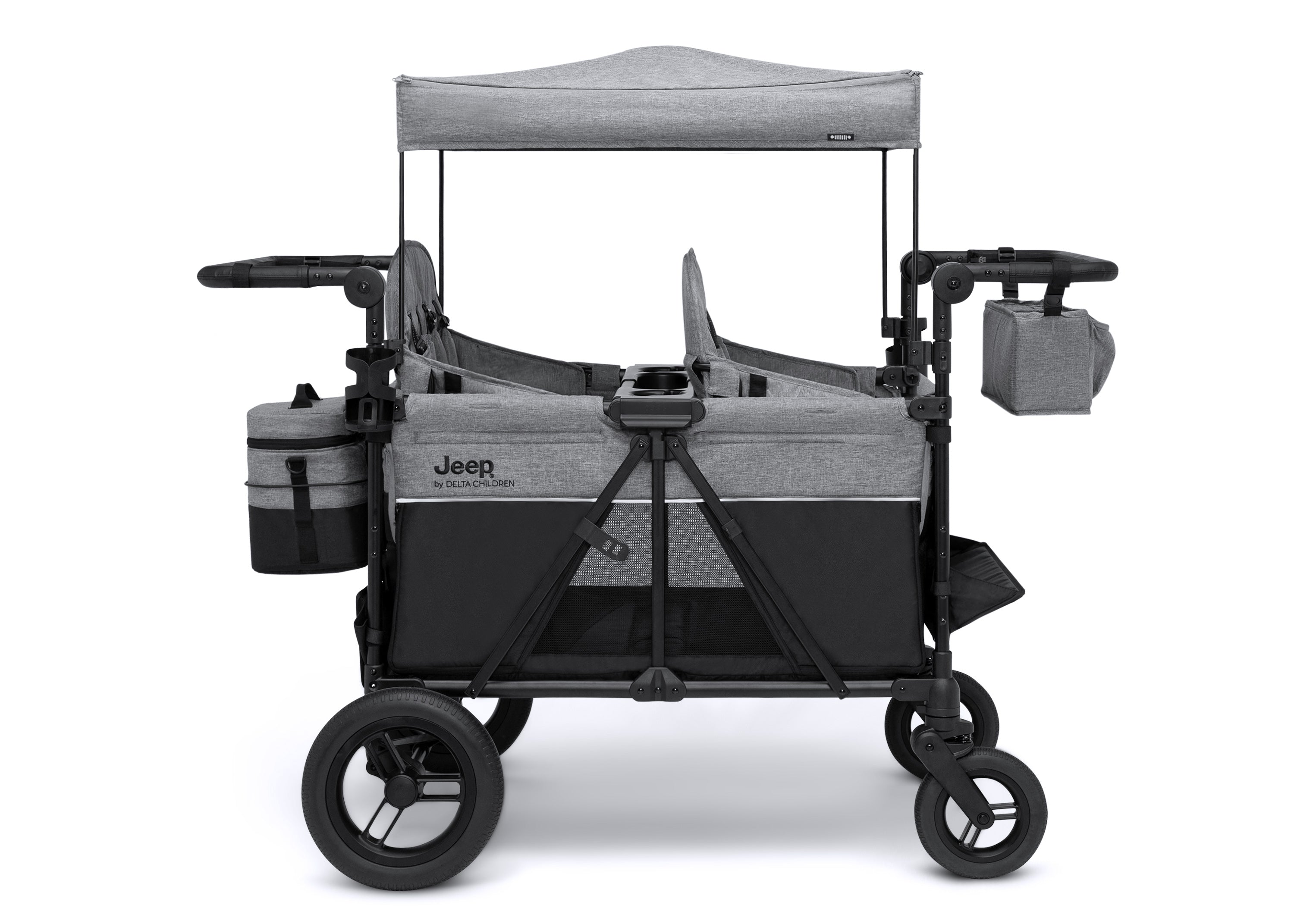 Jeep Wrangler Deluxe 4-Seater Stroller Wagon with Insulated Cooler Bag - Perfect for Family Outings, Beach Trips, and Outdoor Adventures