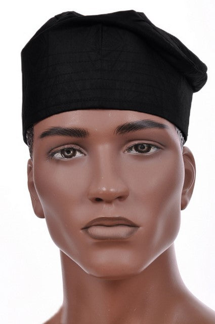 Authentic Black African Cotton Kufi Hat for Men - DPH550 | Traditional Muslim Prayer Cap, Cultural Headwear for Religious Ceremonies & Special Occasions