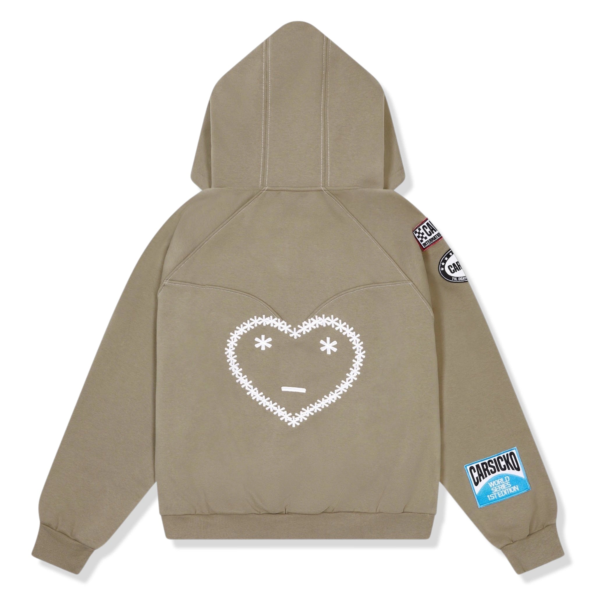 Carsicko Racing Club Zip Up Hoodie - Soft Cream Pullover for Men & Women - Stylish Streetwear for Casual Outings & Racing Events