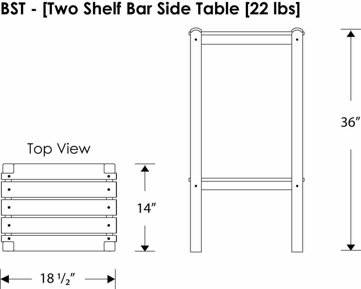 POLYWOOD 2-Shelf Outdoor Bar Side Table - Durable Green Patio Furniture for Poolside, Deck or Garden - Perfect for Drinks & Storage