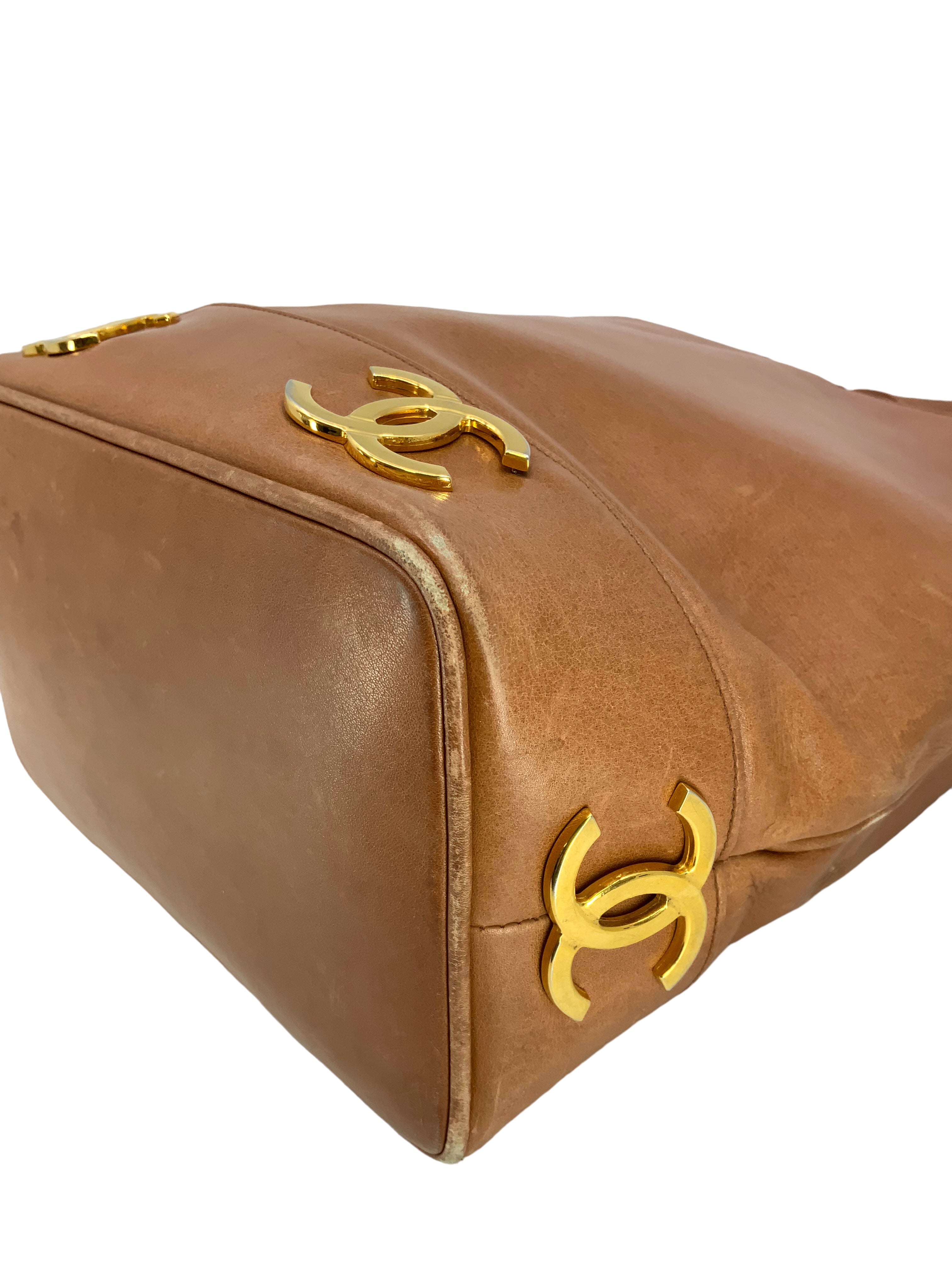 Vintage CHANEL Leather CC Logo Bucket Bag - Classic Designer Handbag for Women | Perfect for Everyday Use, Date Night & Special Occasions