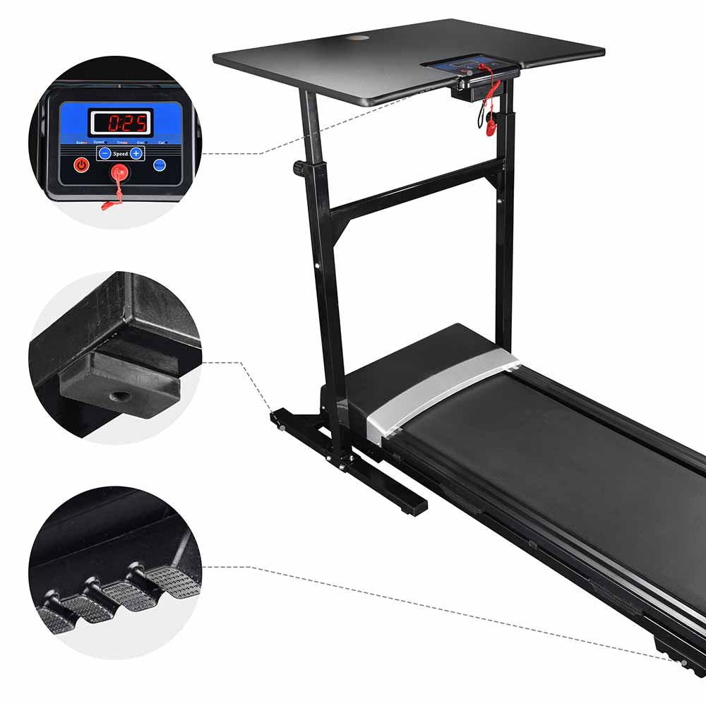 TheLAShop Electric Treadmill with Adjustable Desk Workstation - Foldable Walking Pad for Home Office & Under Desk Treadmill - Perfect for Work from Home, Exercise While Working & Small Space Fitness